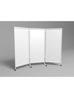 Ширма медицинская трёхсекционная М  171-01/3 на колесах