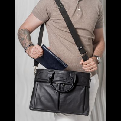 Кожаная мужская сумка Talponera black (арт. 5019-01)