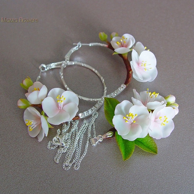 Серьги "Яблоневый цвет". Нежно-розовые.