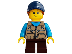 Child - Girl, Dark Tan Vest over Dark Azure Shirt, Dark Brown Short Legs, Dark Blue Cap with Dark Orange Ponytail, Freckles, n/a (idea054)