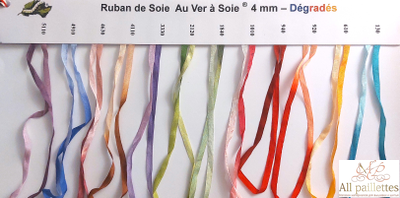 Шелковые ленты градиент 4 мм 9 цветов, Франция