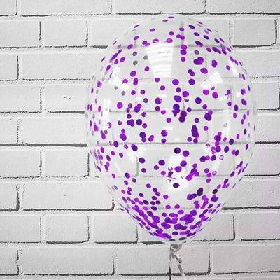 Шары с фиолетовым конфетти / шт