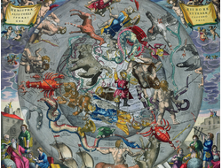 Картина обогреватель, фото старинной карты созвездий северного полушария 1661