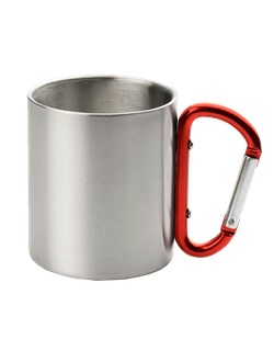 Кружка МЕТАЛЛИЧЕСКАЯ С КРАСНЫМ КАРАБИНОМ 300 мл, артикул LH-7690A, 1/100