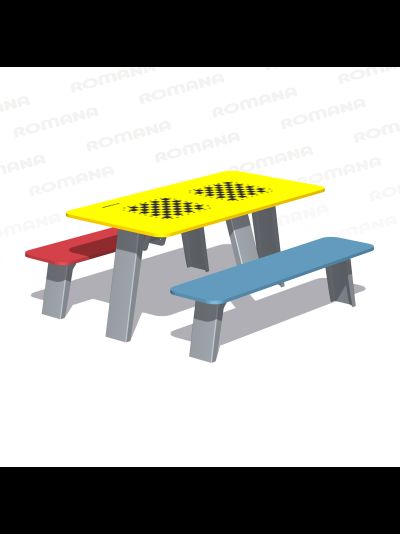 Стол со скамьями детский с рисунком «Шахматы» Romana 302.35.00-01