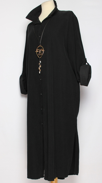 Платье-рубашка Бохо вельветовое "ОТЛОЖНОЙ ВОРОТНИК" шоколад, графит, черное до р.54