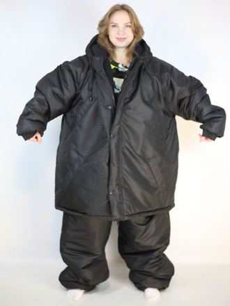 Костюм для охранника зимний, чёрный, великан (большого размера 68-70, 72-74, 76-78, 80-82)