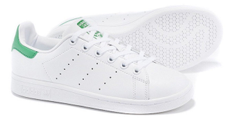 Adidas Stan Smith Белые с зеленым (36) подростковые