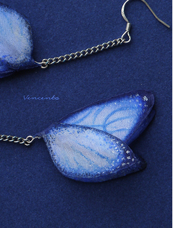 Летние серьги из шёлка "Крылышки Небесной Феи"