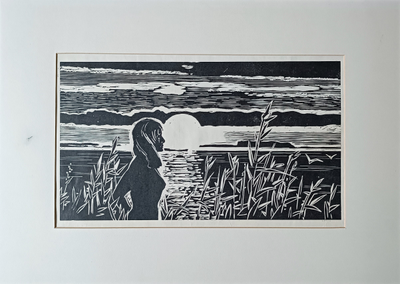 "Отдых" линогравюра Двинянинов М.М. 1965 год