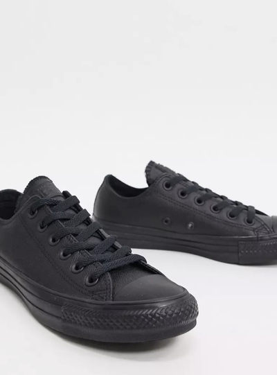 Converse leather sale black mono