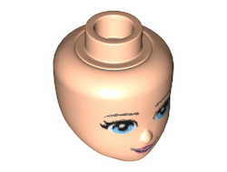 Mini Doll, Head Friends with Bright Light Blue Eyes, Dark Pink Lips, and Open Mouth Smile Pattern, Light Nougat (93212 / 4600345 / 6017021 / 6222492 / 6240057)