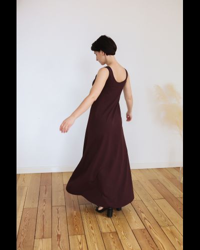 Платье летнее с поддержкой груди длины макси (портвейн)