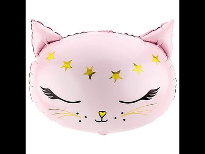 шар фигура голова Магический котенок розовый 48см 1шт