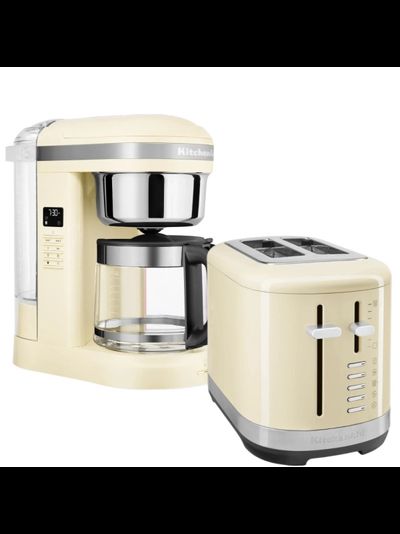 Комплект: Капельная кофеварка KitchenAid 5KCM1209EAC, кремовая + Тостер KitchenAid 5KMT2109EAC, кремовый