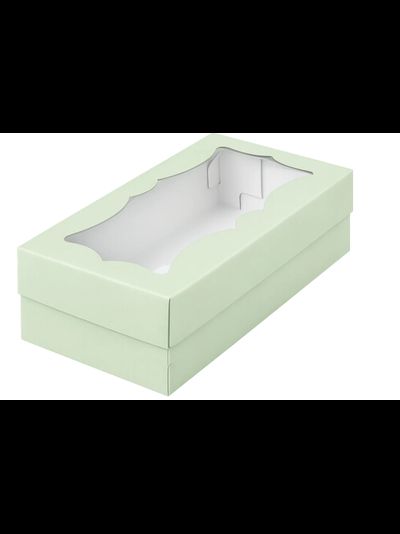 Коробка для пирожных с фигур. окном (фисташковая), 210*100*55мм