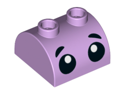 Slope, Curved 2 x 2 Double with 2 Hollow Studs with Black Eyes and Eyebrows Pattern, Lavender (30165pb04 / 6270343)