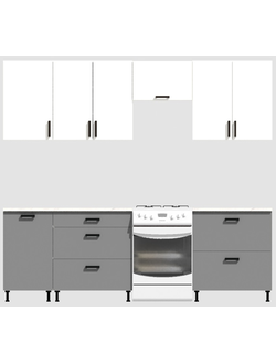 Кухня Эконом 2,1 метра (1300х800) Цвет: Белый/Базальт