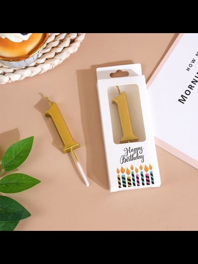 Свеча-цифра для торта "1" (золото)