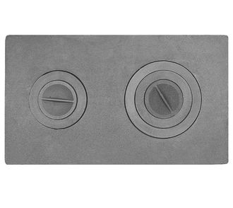 Плита печная цельная чугунная с 2 отверстиями, с конфорками ПЦ 2-3, 710*410*9 мм, Рубцовск