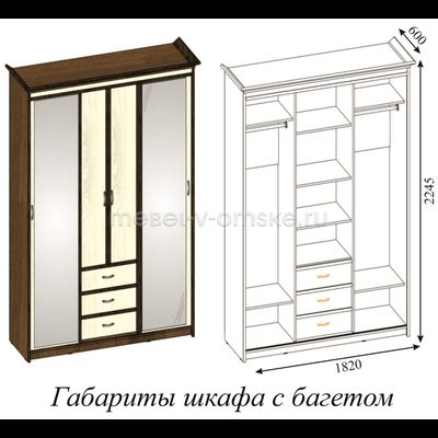 Шкаф-купе Карина 1,7 с 2 зеркалами