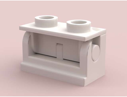 Hinge Brick 1 x 2 with Same Color Top Plate 3937 / 3938, White (3937c01)