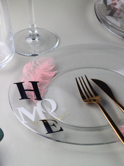 Тарелка 25см, розовое перо