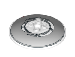 Dish 6 x 6 Inverted Radar - Solid Studs with Asymmetrical Clock Face with Roman Numerals and Red Triangle Pattern, Trans-Clear (44375bpb11 / 6266955)