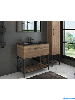 Тумба с раковиной Comforty Бредфорд-90, цвет дуб темный