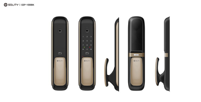 Врезной электронный дверной замок Solity GSP-1000BK GOLD с отпечатком пальца