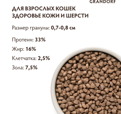 Grandorf (Грандорф) сухой корм для взрослых кошек Белая рыба с рисом, 400 г