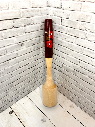 Толкушка деревянная 240*45 мм картофелемялка с росписью коричневый фон