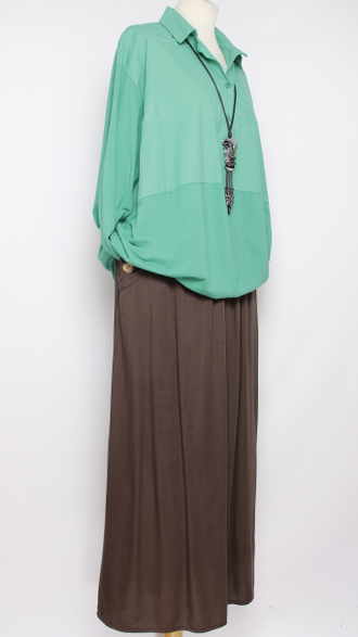 Рубашка "Хлопок с трикотажем" джинс, морская волна, сиреневая р.52-56