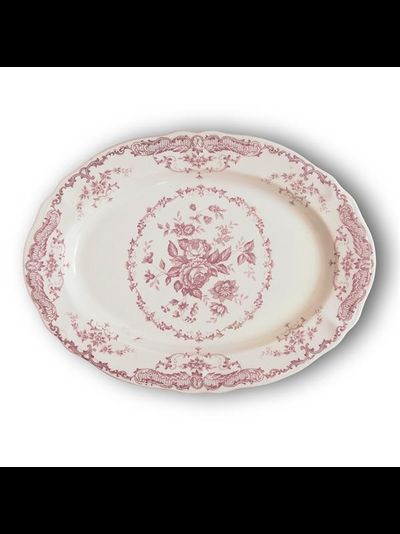 Блюдо овальное 30,5x22 см, цвет декора розовый