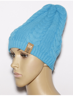 Екатеринбург. Шапка женская "Одинарная косы" 15198 голубая, белая