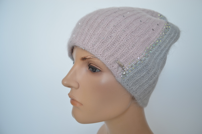Итальянская шапка розово серая Vizio
