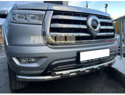 Защита переднего бампера двойная с перемычками d60/42 для Great Wall Poer 2021-