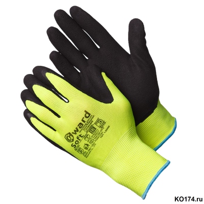 Перчатки ярко-зеленые со вспененным латексным покрытием Soft