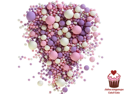 Драже рисовое в шоколадной глазури Жемчуг серебро-сиреневый микс, 50 г (мягкое)