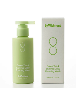 Энзимное средство для умывания с зелёным чаем By Wishtrend Green Tea & Enzyme Milky Foaming Wash, 140 мл