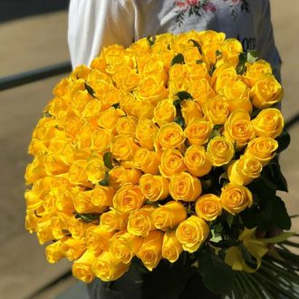 Букет из 101 желтой розы (Эквадор) 60 см