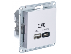 Розетка USB А+С высокоскоростная 45 Вт, жемчуг - Systeme Electric - AtlasDesign - ATN000429