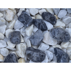 Чёрно-белая мраморная крошка галтованная, фракция 40-60 мм