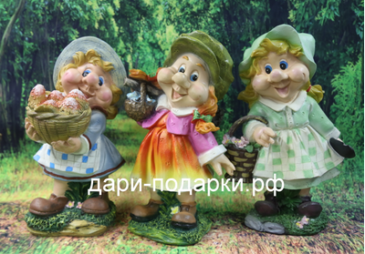 Девочка с корзинкой цветов  33*18см   1,3кг   полистоун Россия 1748//0201397-4