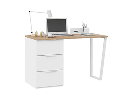 Детская ПОРТО - Стол письменный с тумбой универсальной Белый жемчуг/Яблоня Беллуно/Белый софт