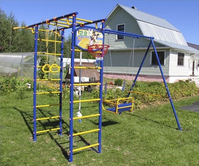 Уличный ДСК Веселый непоседа  Модель №2 c качелями на цепях в Воронеже