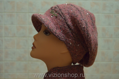 Итальянская кепка Vizio Италия 5312 розовая и шарф