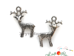 ПОДВЕСКА В ТИБЕТСКОМ СТИЛЕ "ОЛЕНЬ" - 23*19мм - АНТИЧНОЕ СЕРЕБРО