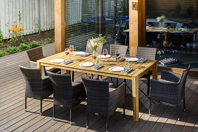 Обеденный комплект Aura 215 см на восемь персон с креслами