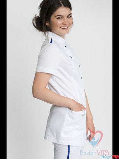 Брюки белые с синими лампасами IvaMED